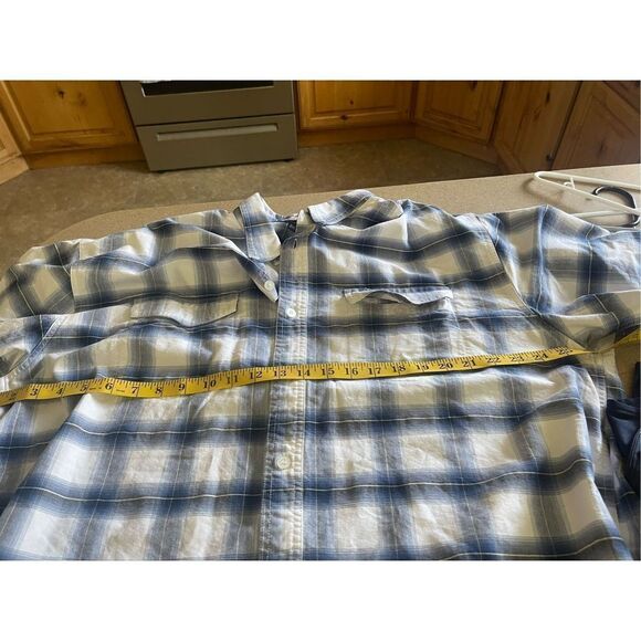 Roper Men's Blue & White Plaid Flannel Short Sleeve Buttons Down Shirt Size 2XL - Picture 12 of 13